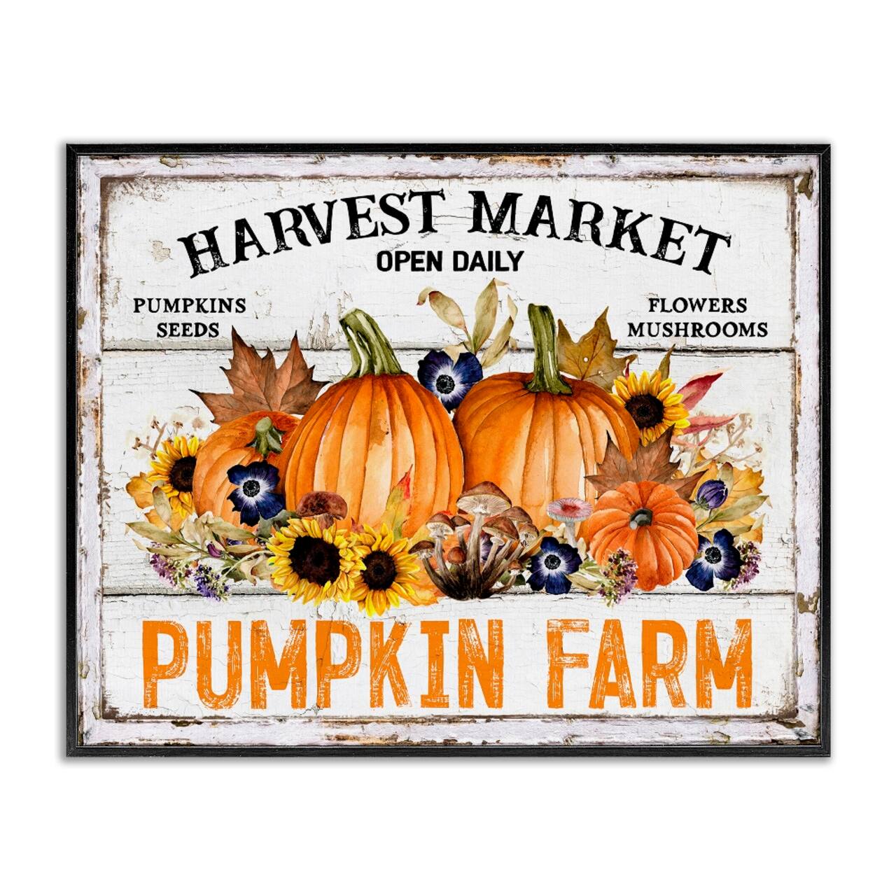 Stupell Industries Pumpkin Farm with Sunflowers Framed Giclee Art